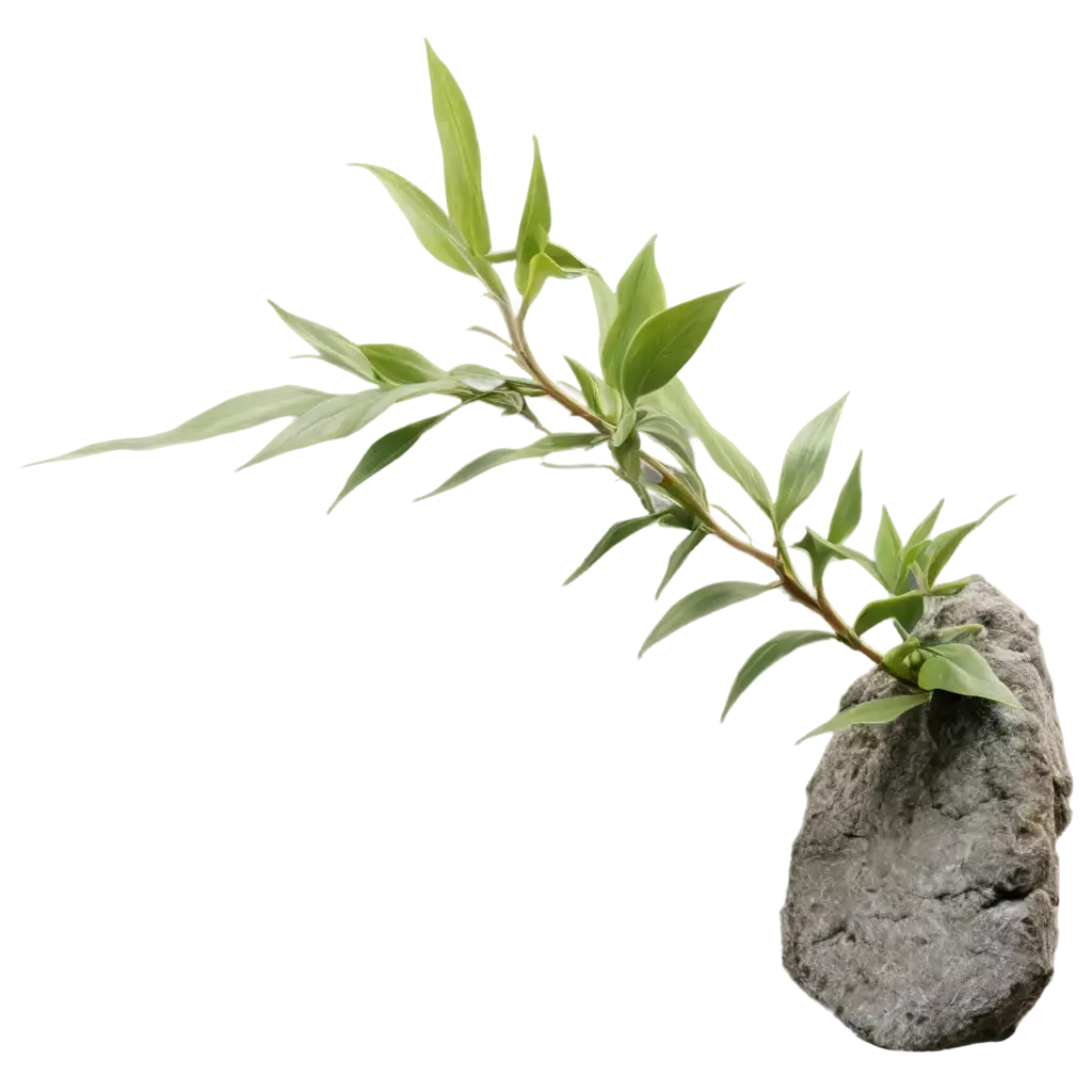 PNG-Image-of-a-Large-Rock-Formation-with-Leafy-Plant-Transparent-Background-for-Versatile-Use