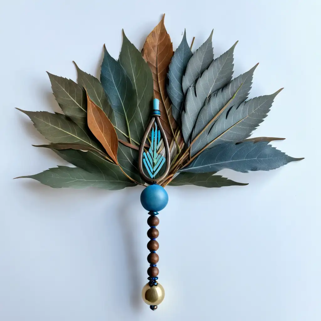 Shamanic-Rattle-Logo-with-Leaf-Design-in-Blue-and-Brown