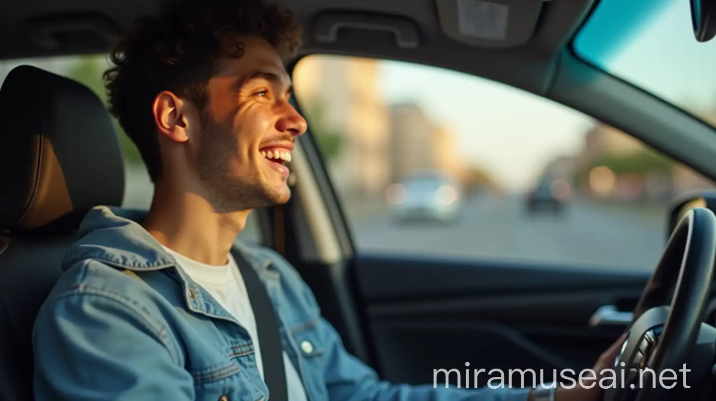 Cheerful Young Uber Driver Smiling