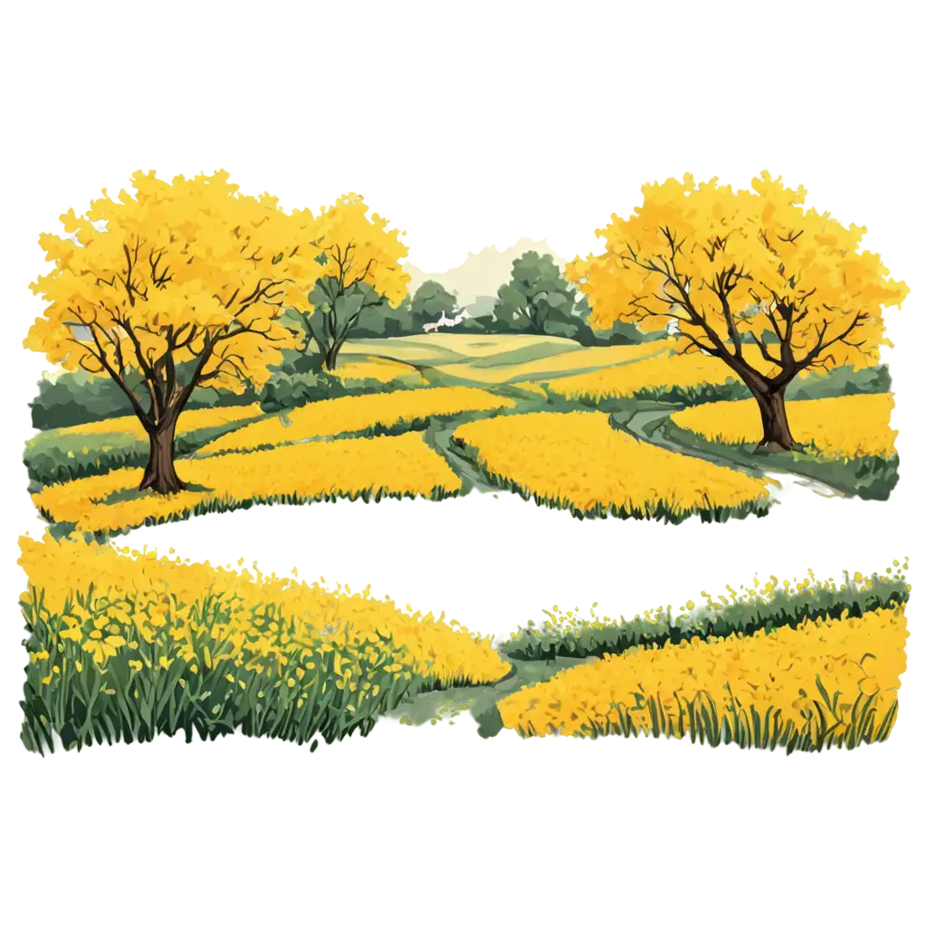 Vibrant-Yellow-Mustard-Farm-Cartoon-Illustration-PNG-for-Creative-Projects