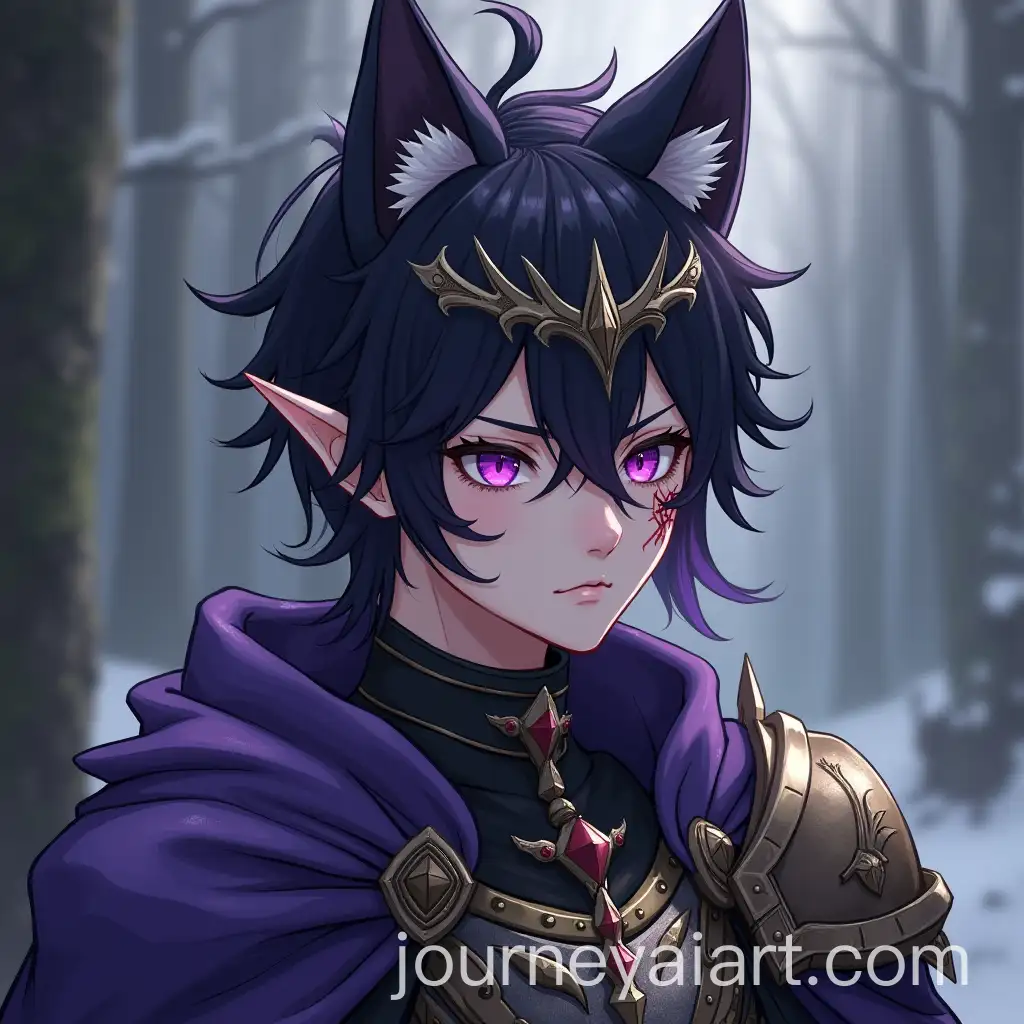 Warrior-with-Wolf-Ears-Crown-and-Armour-Featuring-Purple-Eyes-and-Scar