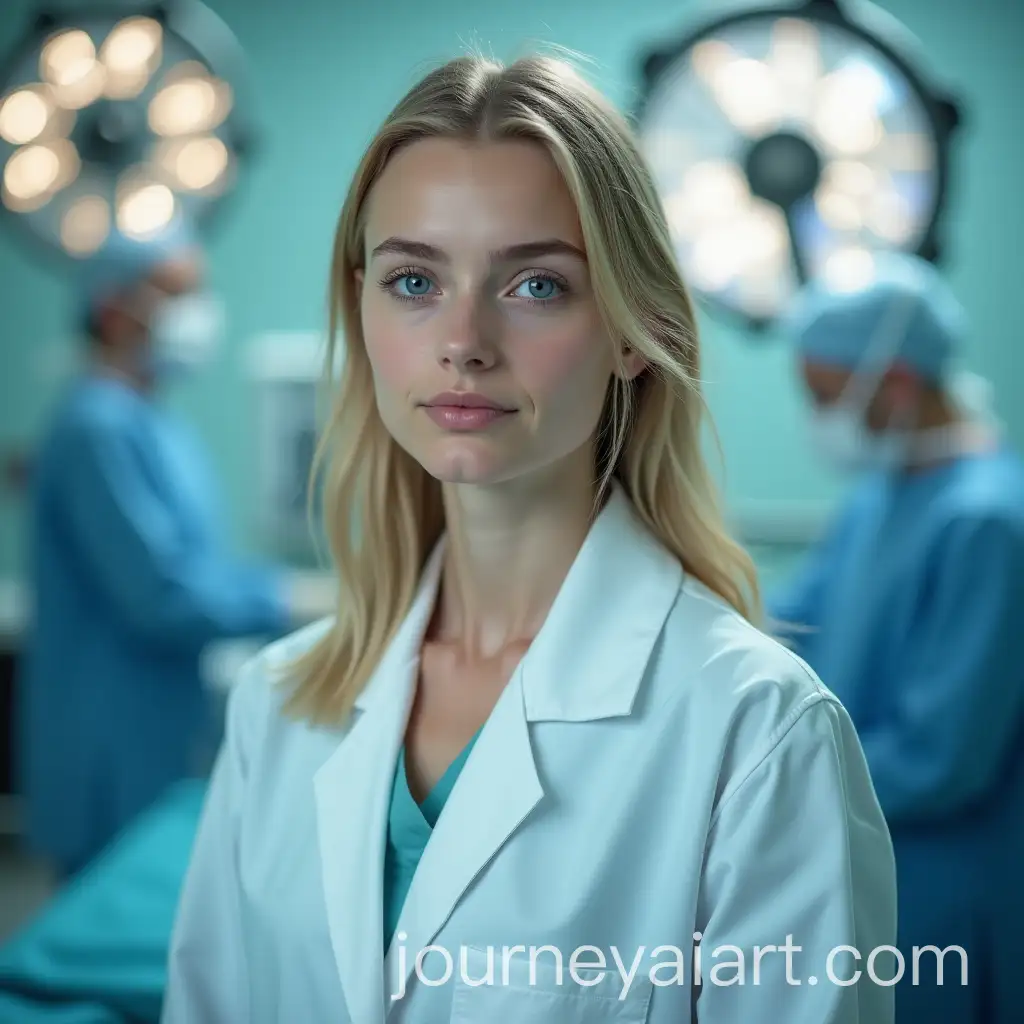 Blonde-Girl-in-Medical-Coat-in-Operating-Room