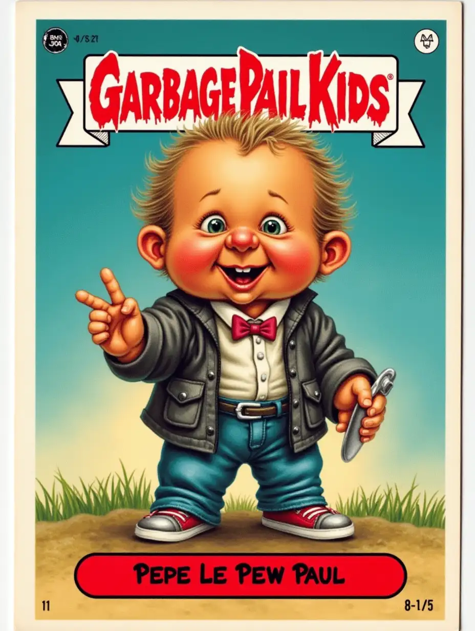 Garbage Pail Kids trading card, Text on bottom: Pepe Le Pew Paul