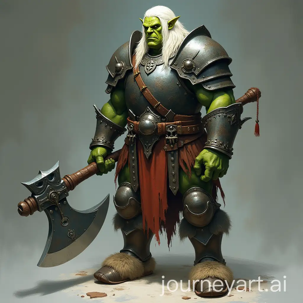 Tall-Green-Orc-in-Full-Plate-Armor-with-Bunny-Slippers-Holding-a-Giant-Axe