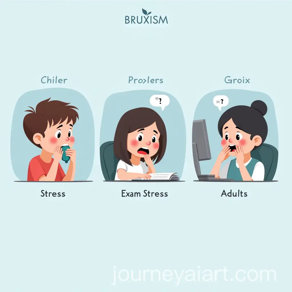 Illustration-of-Bruxism-in-Children-Teens-and-Adults-StressTriggered-Teeth-Grinding