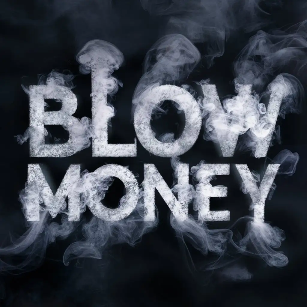 Word Logo Entitled Blow Money with Letters Made of Smoke Clouds