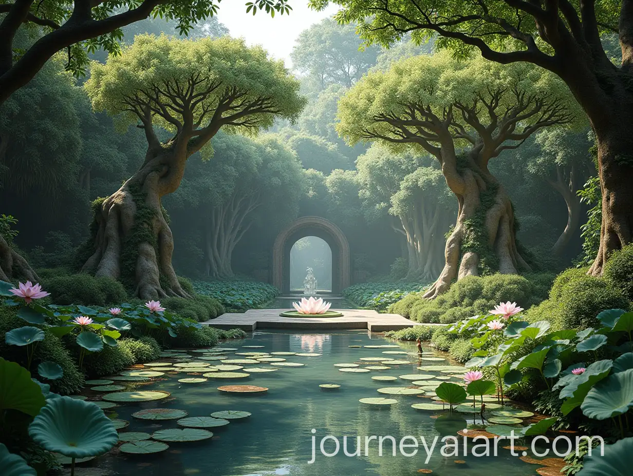 White-Lotus-Bower-Surrounded-by-JasmineEmbraced-Ceylon-Ironwood-Trees-with-Moonstone-Center