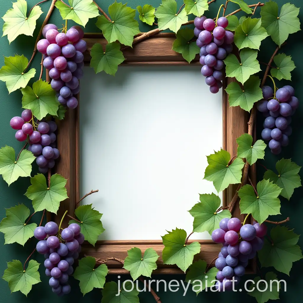 Ultra-Realistic-Photo-Frame-Decorated-with-Lush-Grape-Leaves