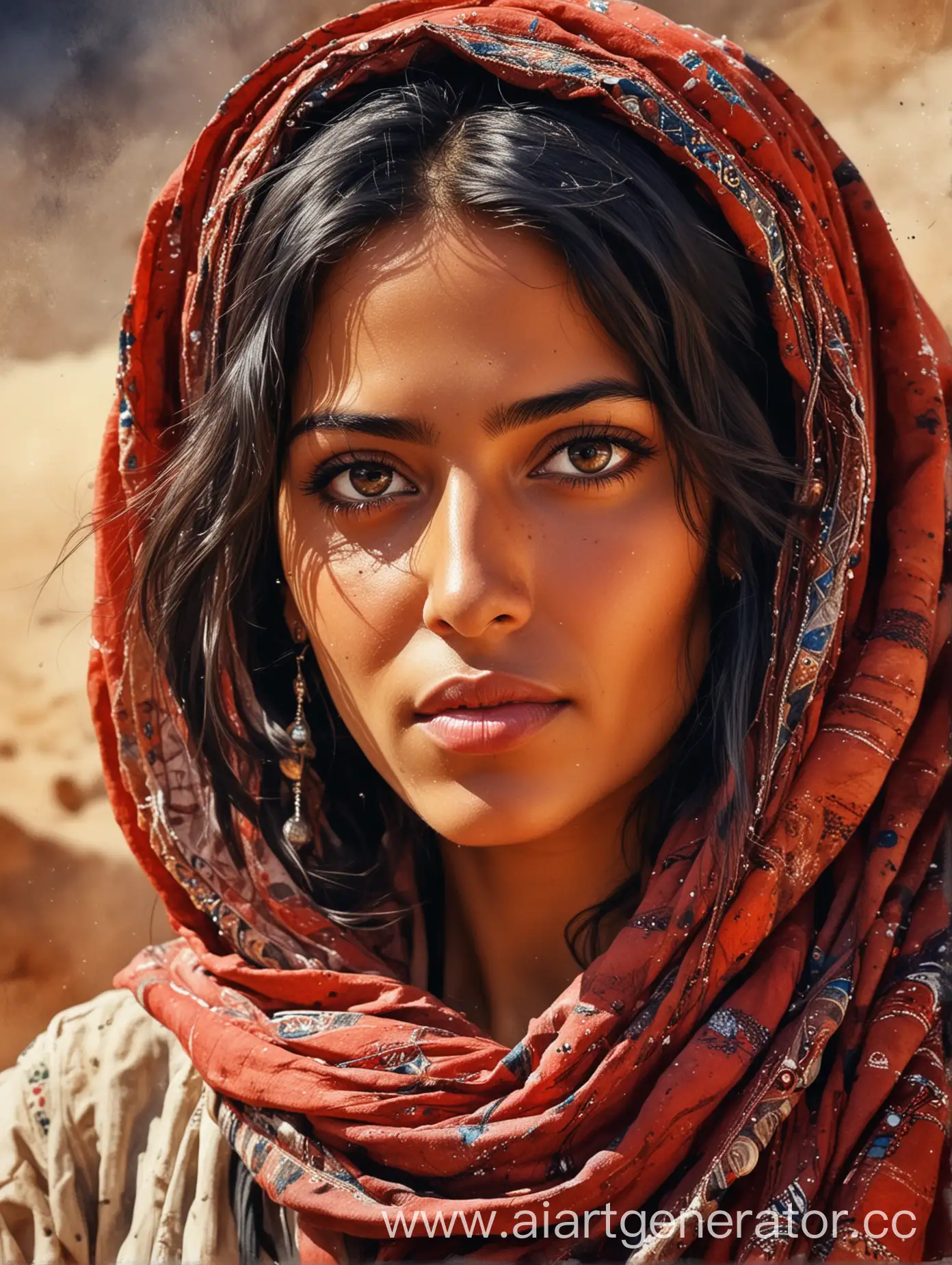 Bedouin-Tunisian-Woman-in-Watercolor-Masterpiece