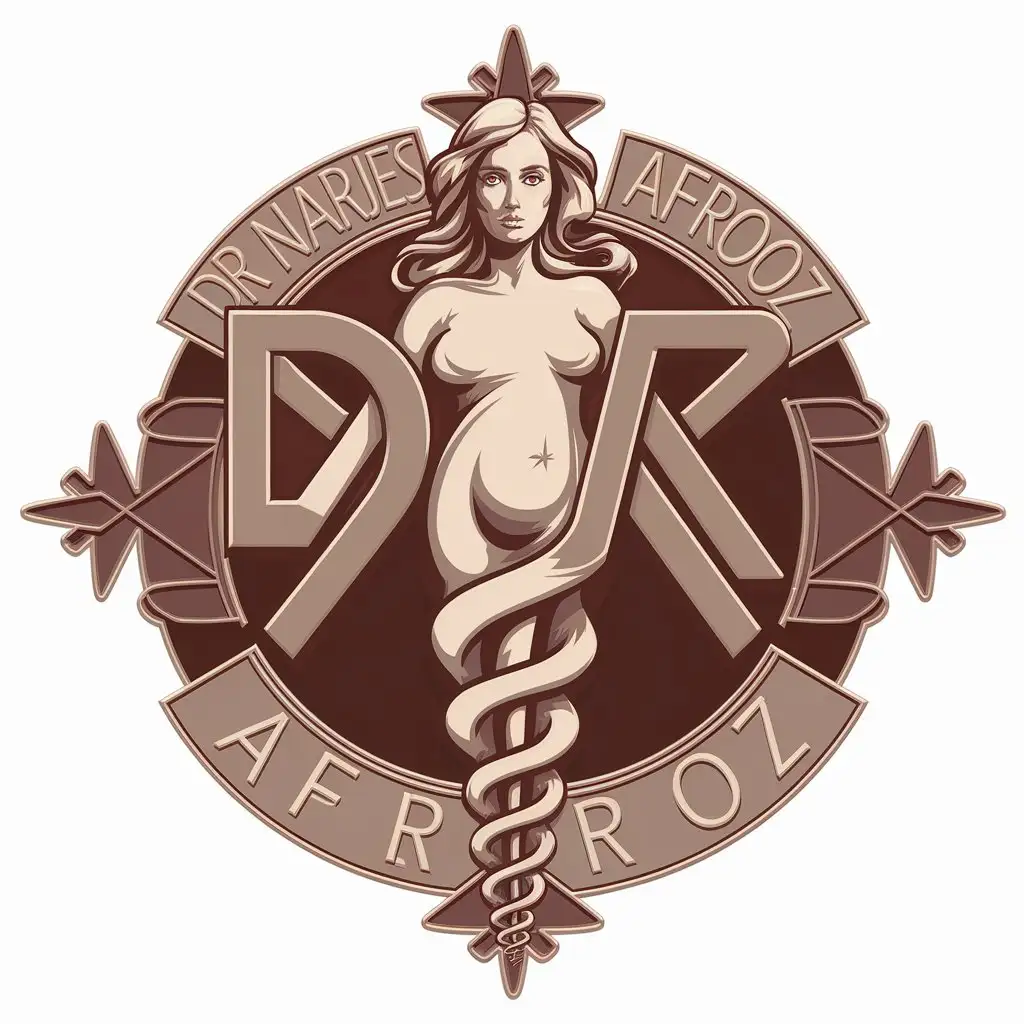 LOGO Design for Dr Narjes Afrooz 3D Obstetrician and Gynecologist Woman with DRNA Letters for Medical Industry