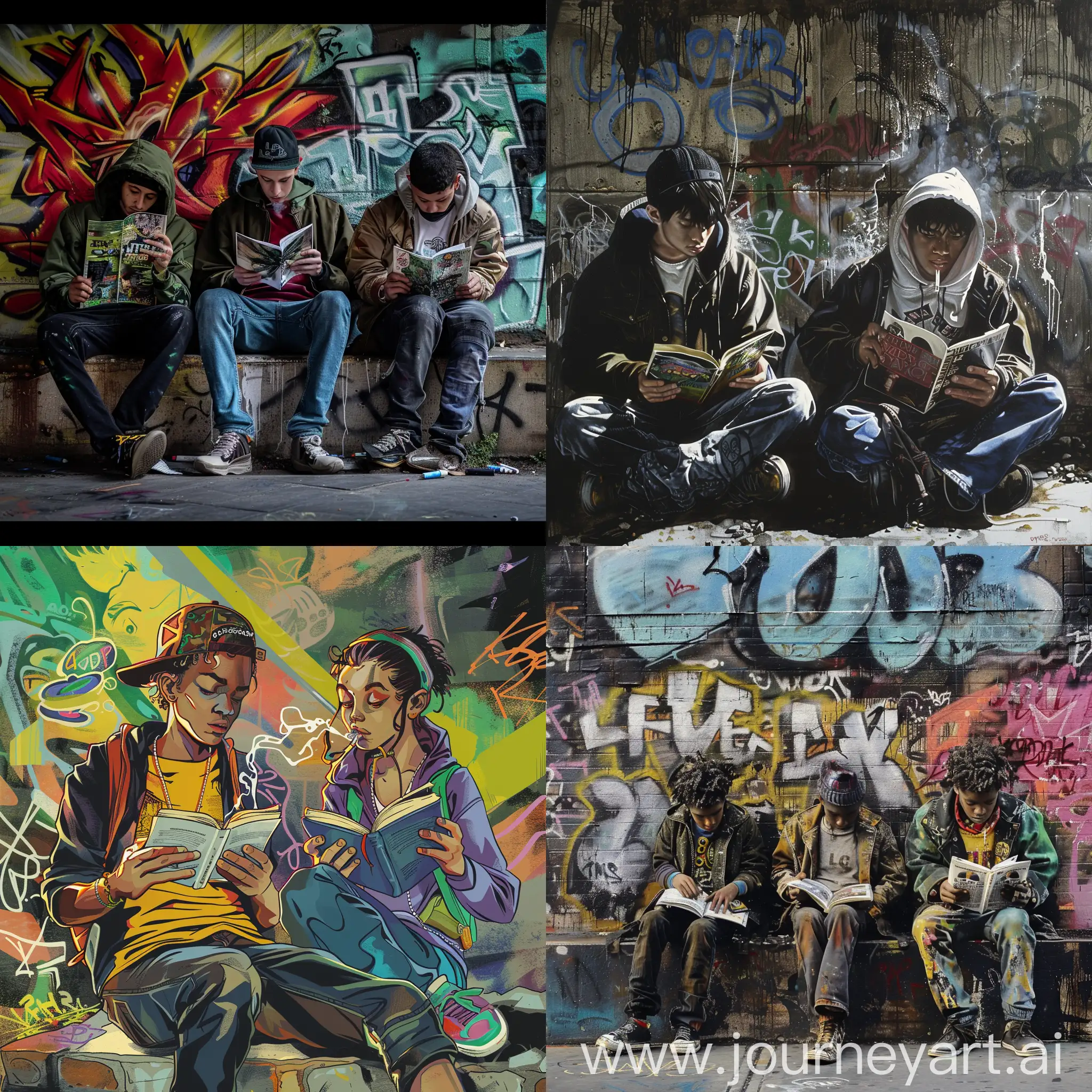 Urban-Street-Culture-Boys-Reading-Rap-and-Graffiti-Art