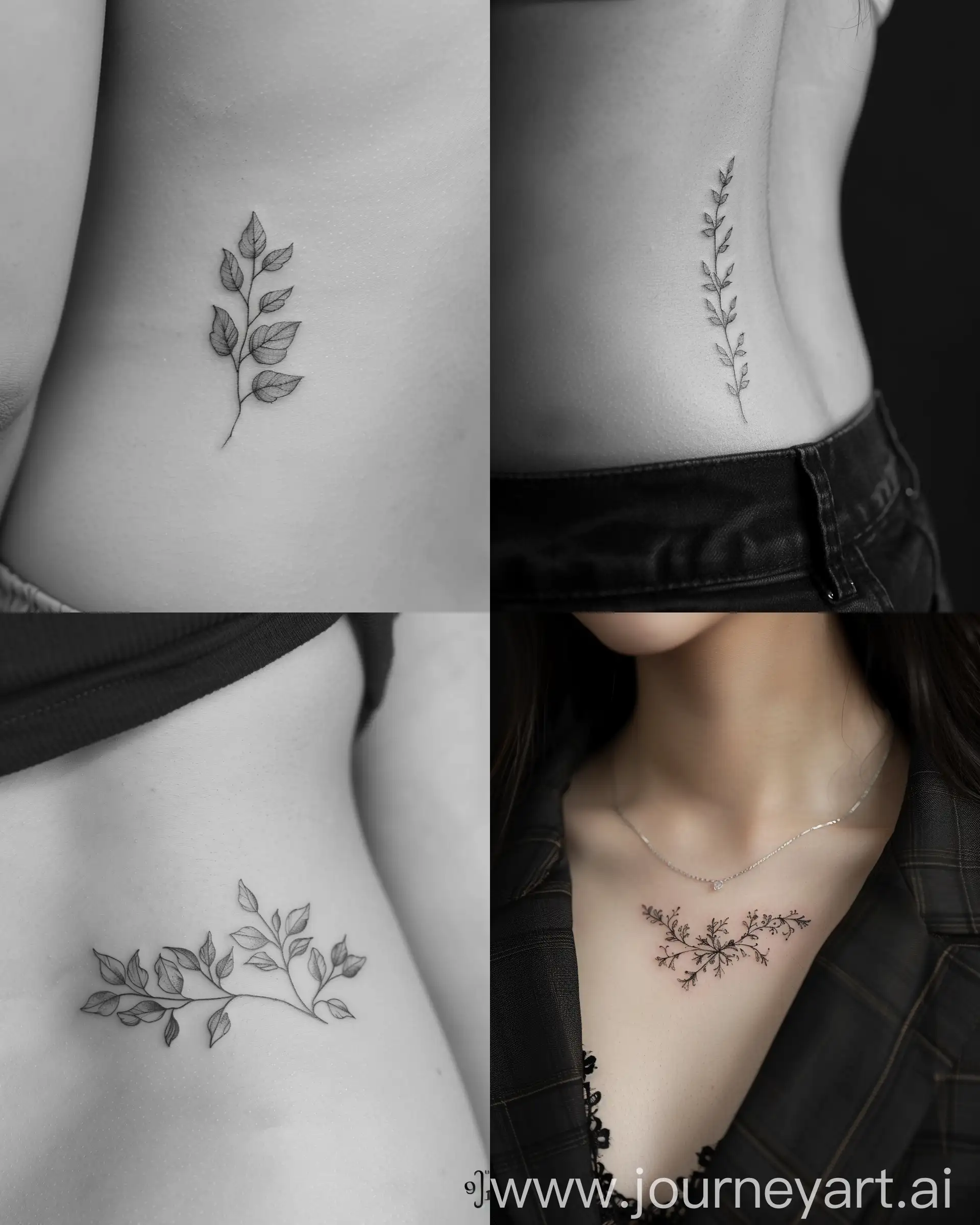 Minimalist-Floral-Tattoos-Delicate-Line-Work-on-Ribcage