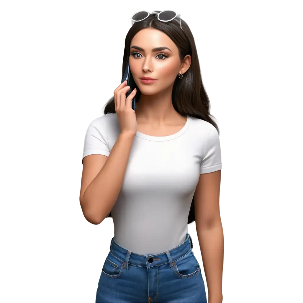 3D-Woman-Doing-Makeup-in-Front-of-Phone-Screen-PNG-HighQuality-Digital-Image-for-Professional-Use