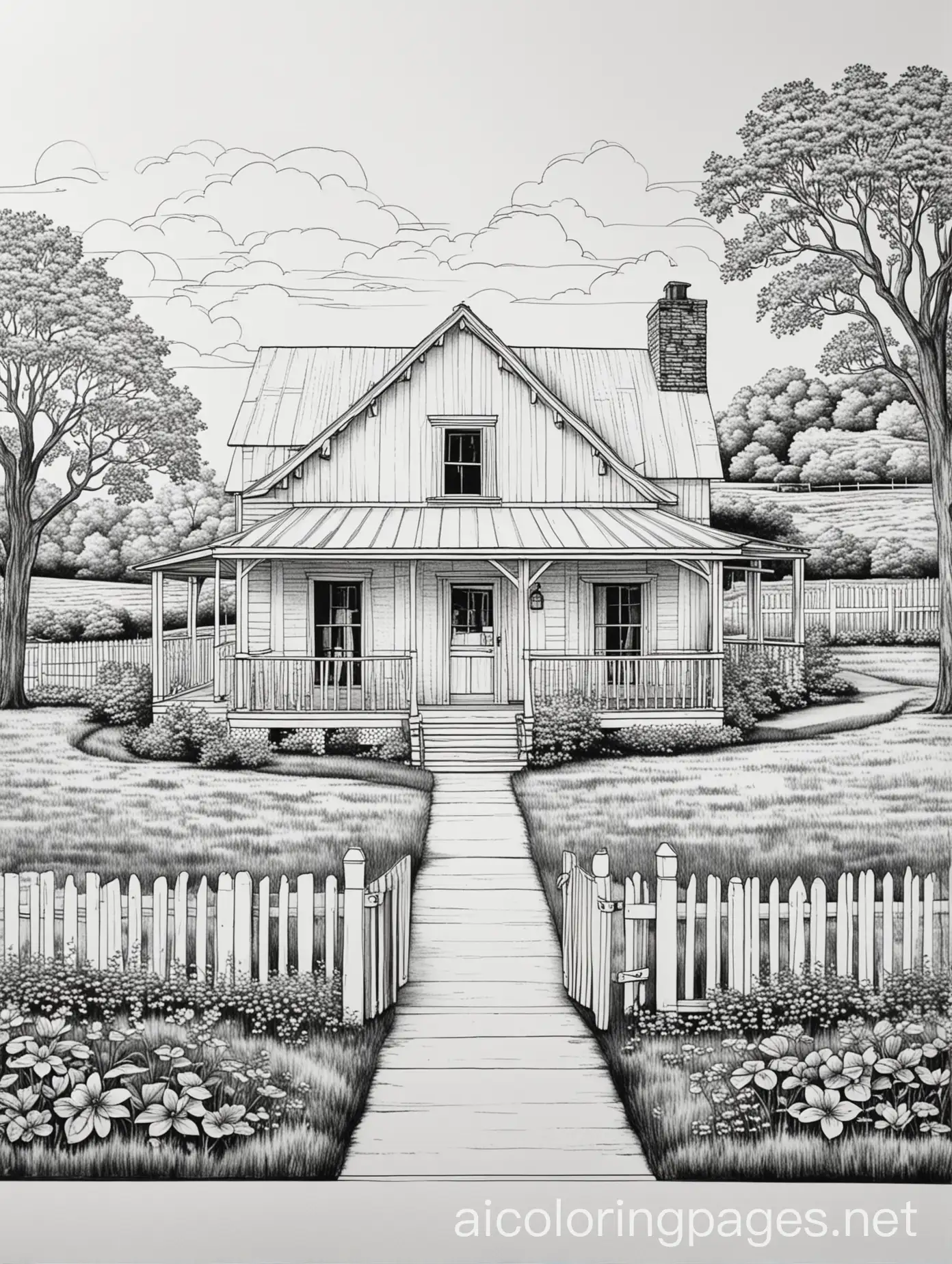 Charming-Black-and-White-Farmhouse-Coloring-Page-for-Kids