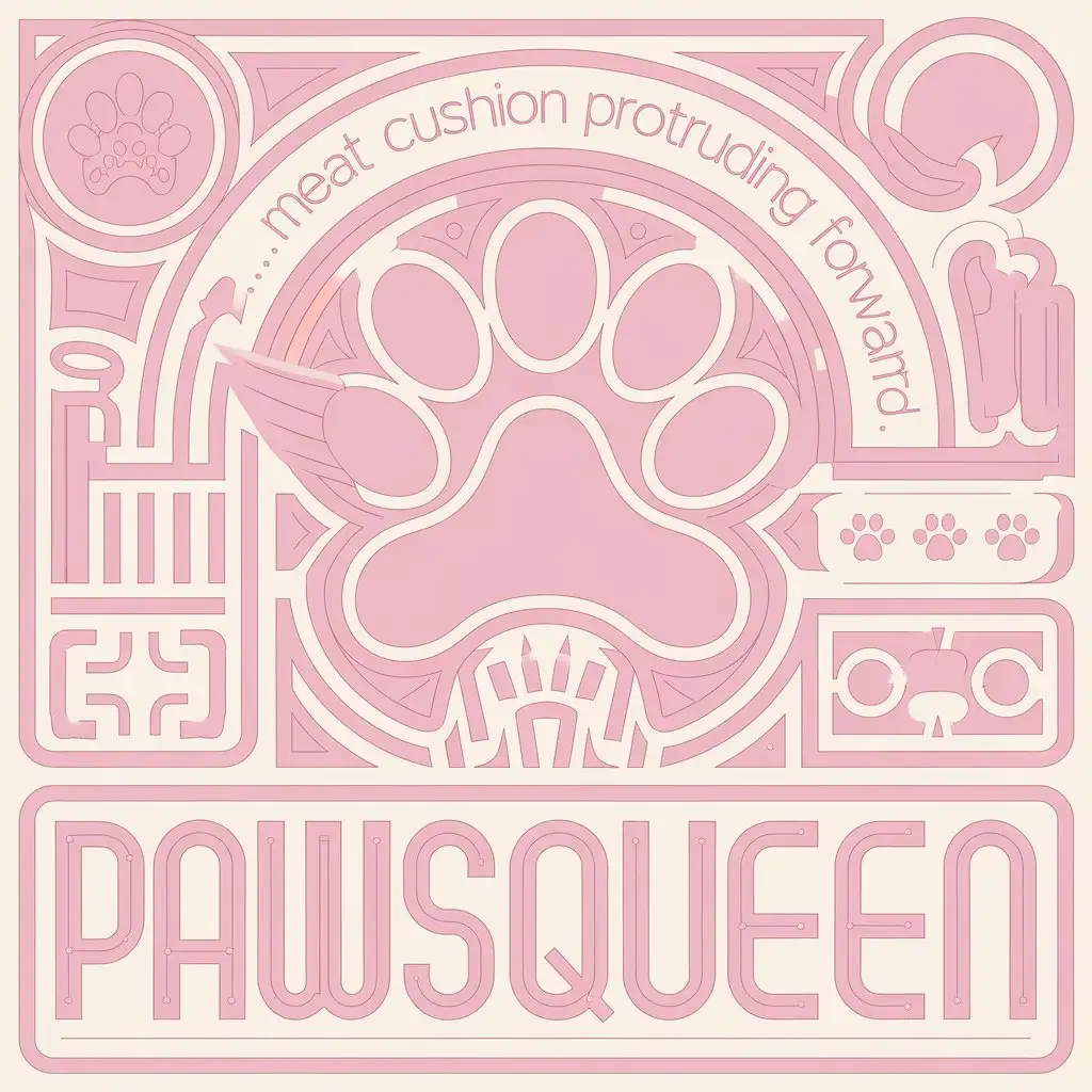 a vector logo design,with the text "Cat claws. Meat cushion protruding forward. Pink color scheme. Logo name: Pawsqueen", main symbol:cat claw,complex,be used in Beauty Spa industry,clear background