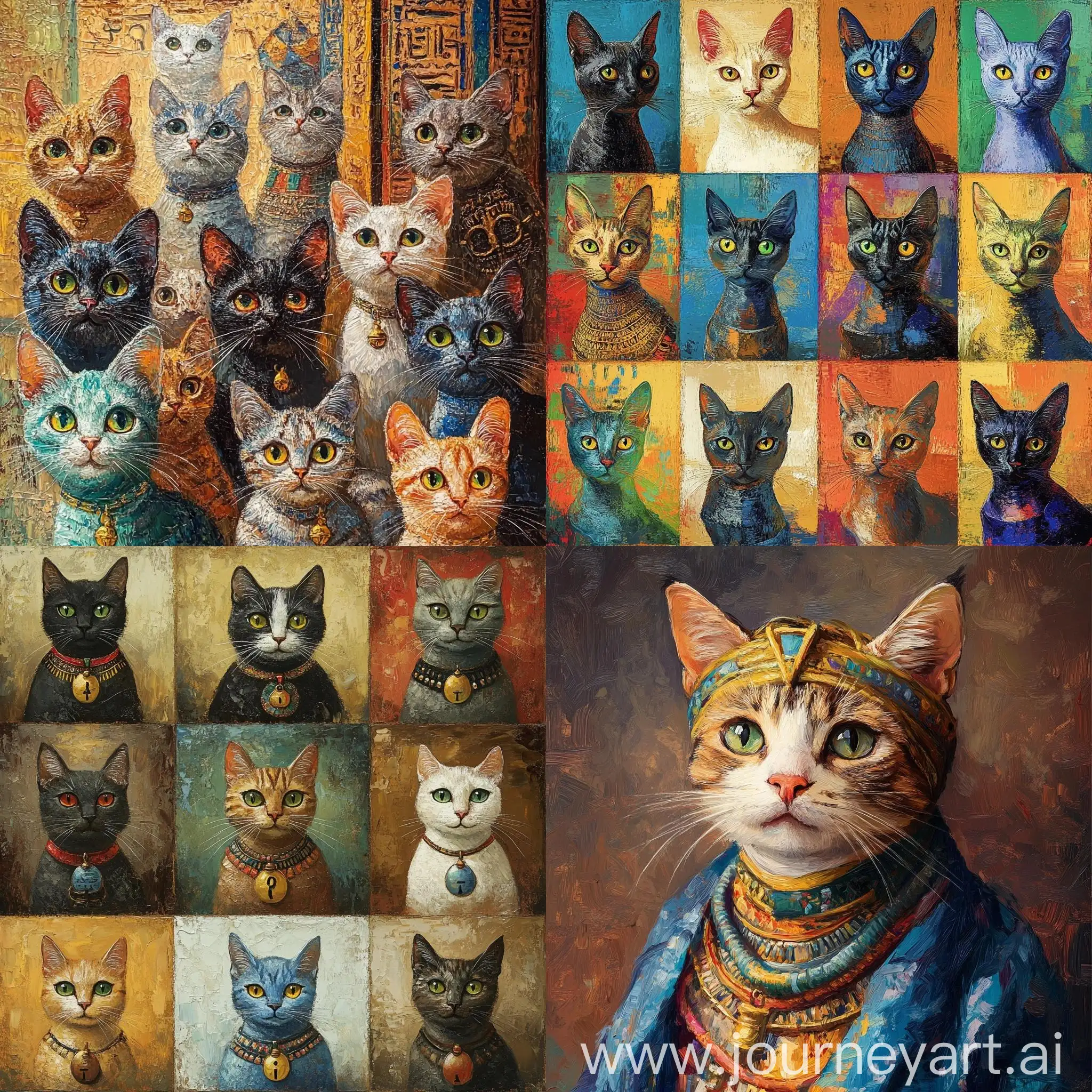 Collection-of-Egyptian-Cats-in-Monet-Painting-Style