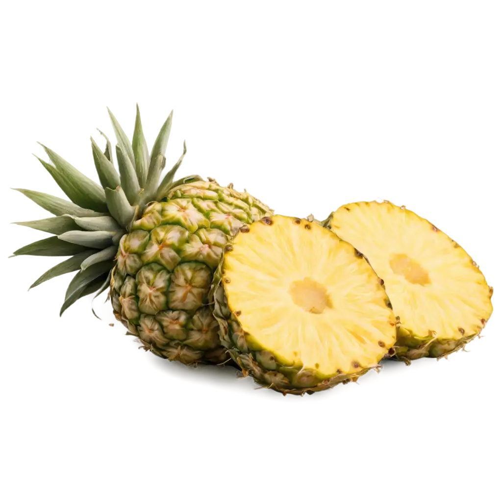 HighQuality-PNG-Image-of-a-Pineapple-Cut-in-Half-Lengthwise-Fresh-and-Detailed-Visual-Representation