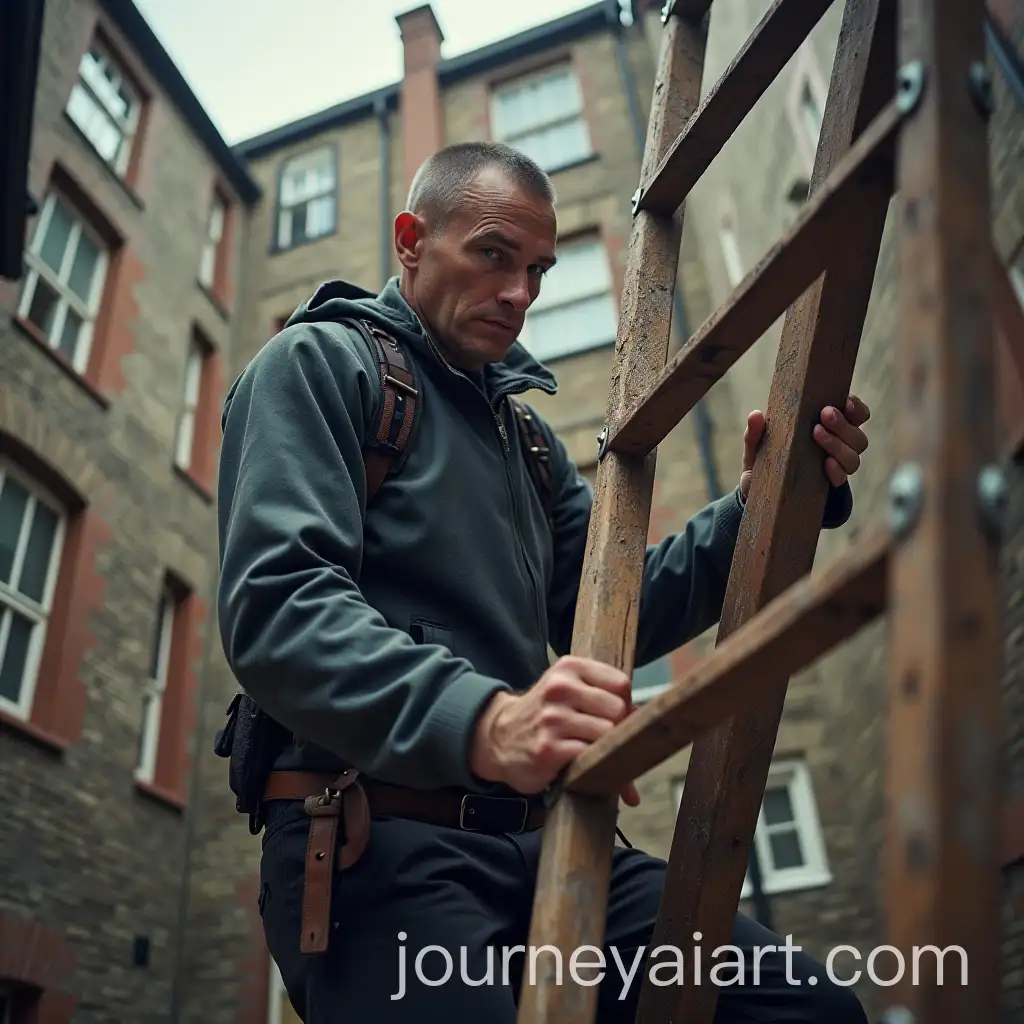 Tommy-Robinson-Climbing-a-Ladder