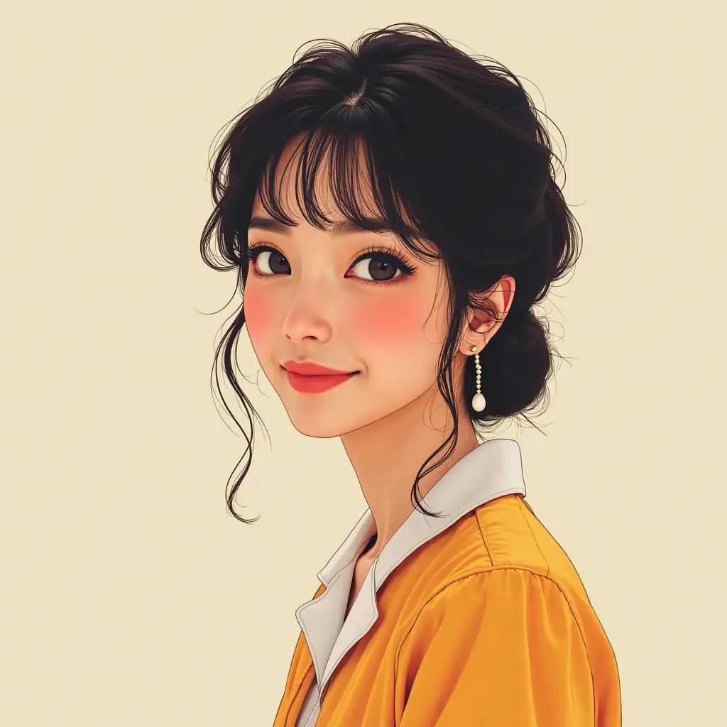 The CD jacket, depicting “Nozomi Ayaha” and “Harumeku Yokan,” features a portrait of a Japanese female singer in her late 2s or early 30s, embodying the spirit of city pop of the 1980s with a modern 2030s twist. She has a sophisticated, elegant look and a warm smile. Her style is reminiscent of artists such as Anri, EPO, and Taeko Onuki, but with a futuristic flair. The background is a plain color, reminiscent of a walk on a bright, sunny spring morning.