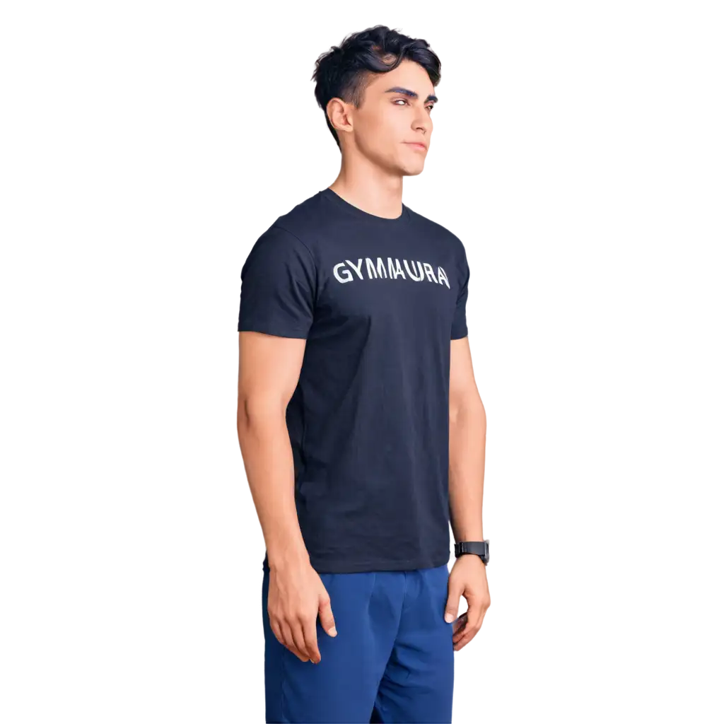 Black-Dry-Fit-TShirt-with-Gymaura-Logo-PNG-for-Men-HighQuality-Image-for-Merchandise-and-Marketing