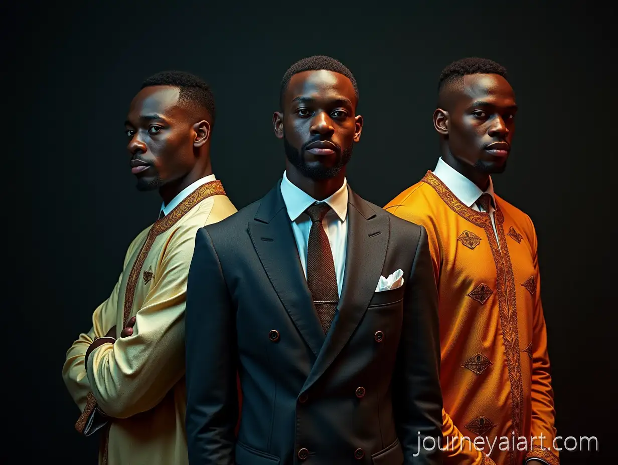 Three-Handsome-Nigerian-Men-in-Traditional-Outfits-in-Cinematic-Fantasy-Portrait