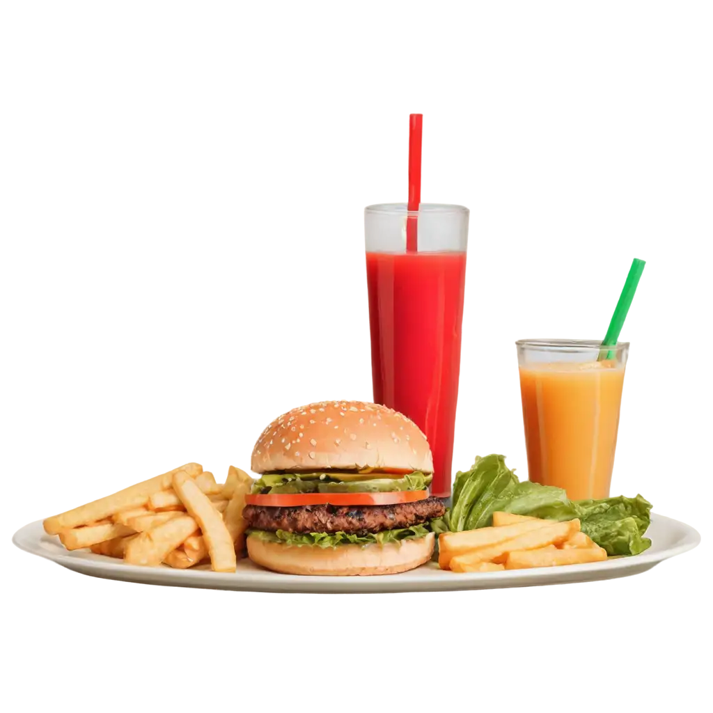 HighQuality-PNG-Image-of-a-Burger-and-Juice-for-Various-Digital-Uses