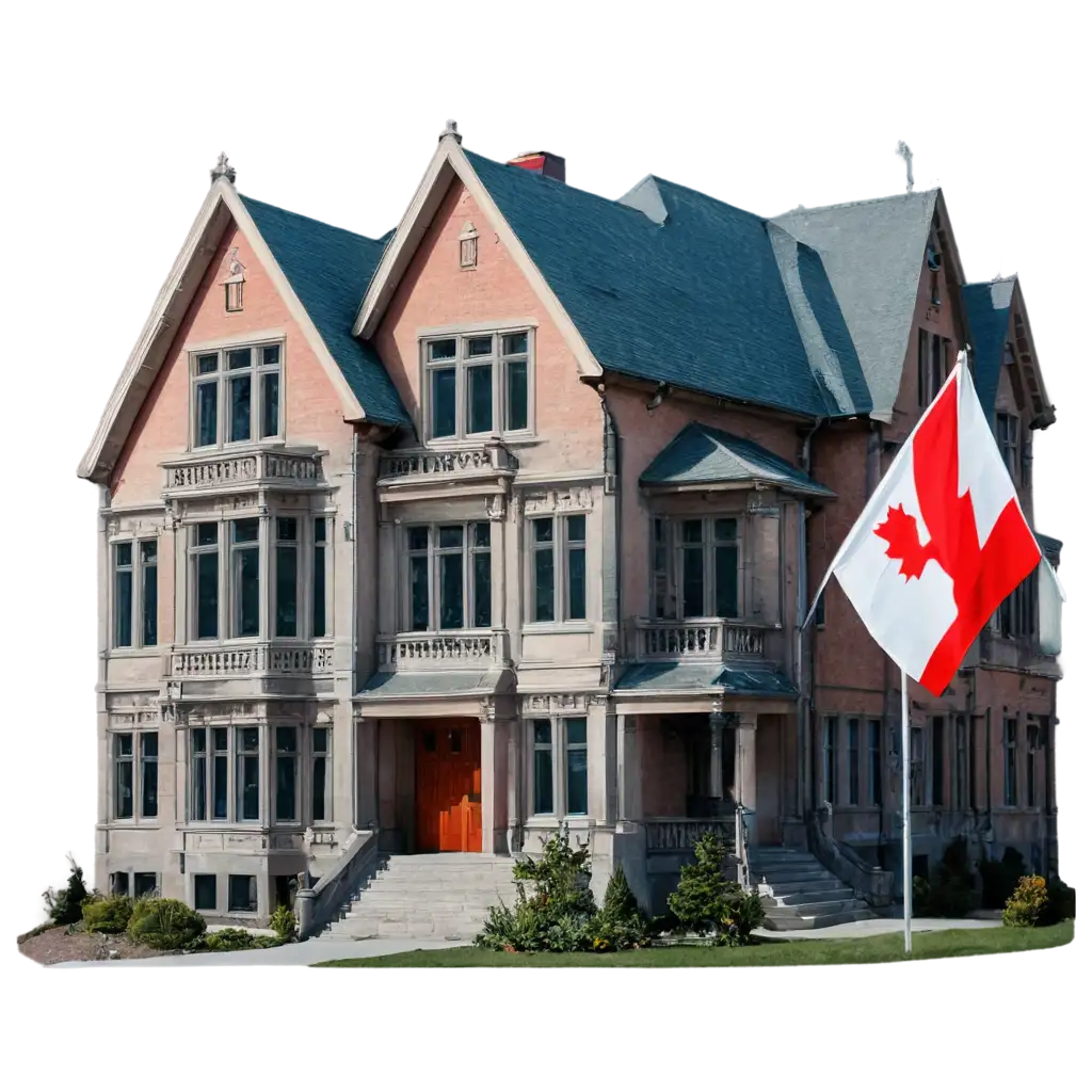 Canada-House-with-Flag-PNG-Image-HighQuality-Transparent-Format-for-Versatile-Usage