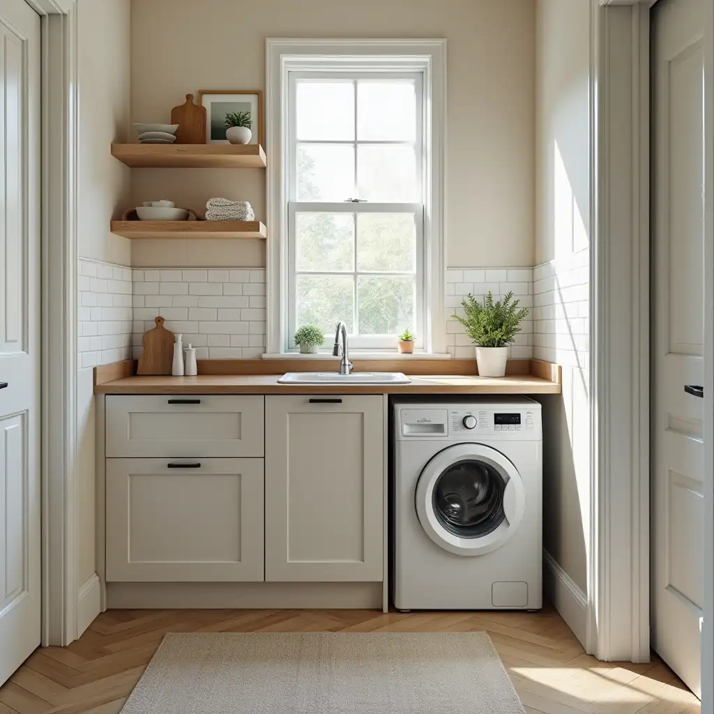 Small Kitchen with Washing Machine