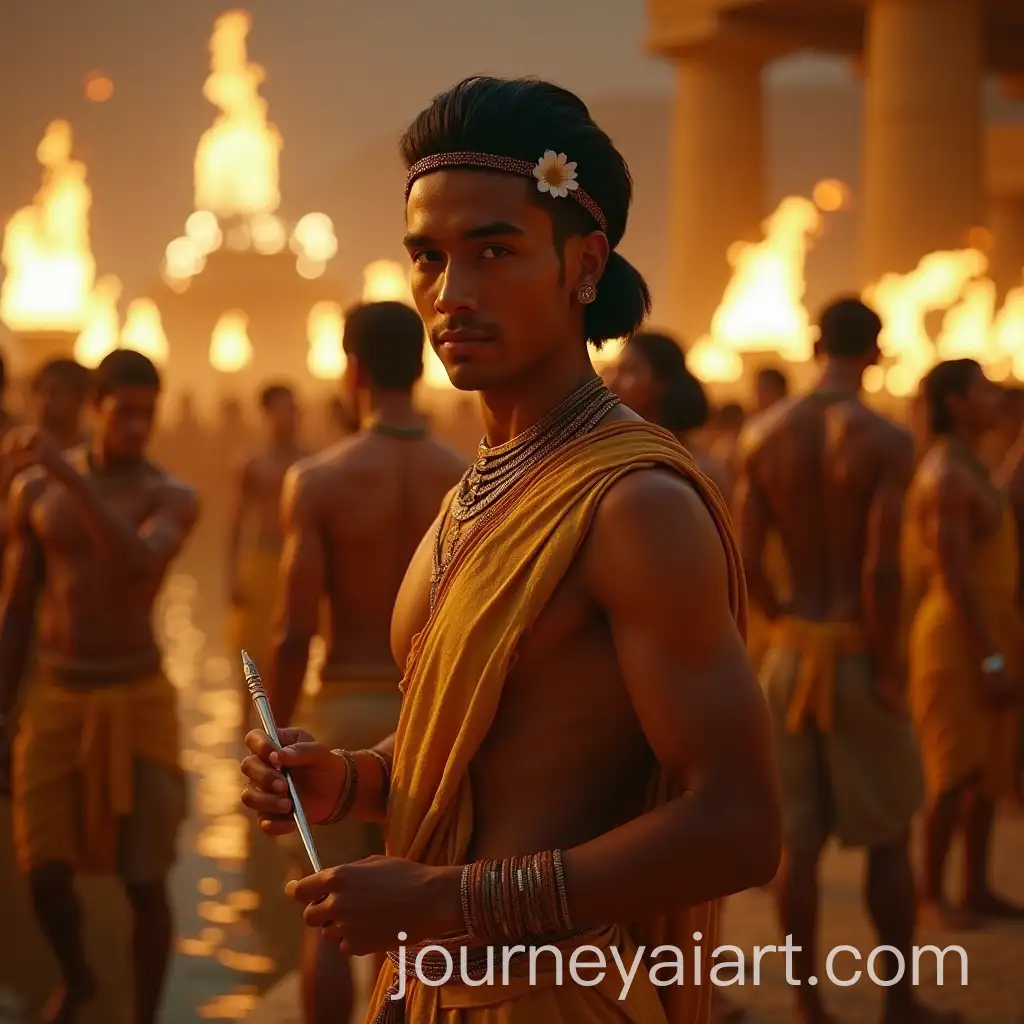 Handsome-Ancient-Egyptian-Scribe-at-NileSide-Feast-with-Reed-Pen-and-Papyrus