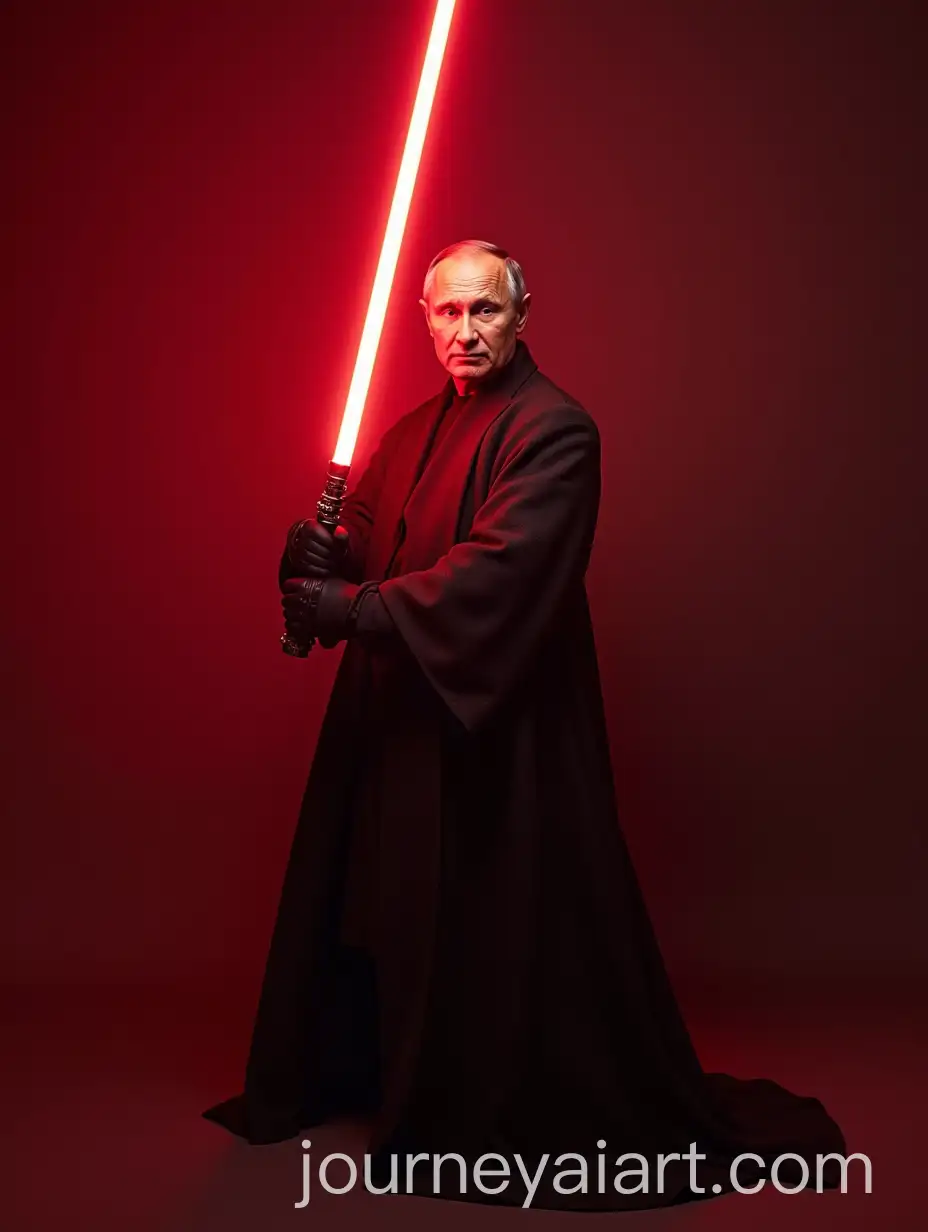Vladimir-Putin-Sith-Costume-with-Red-Lightsaber
