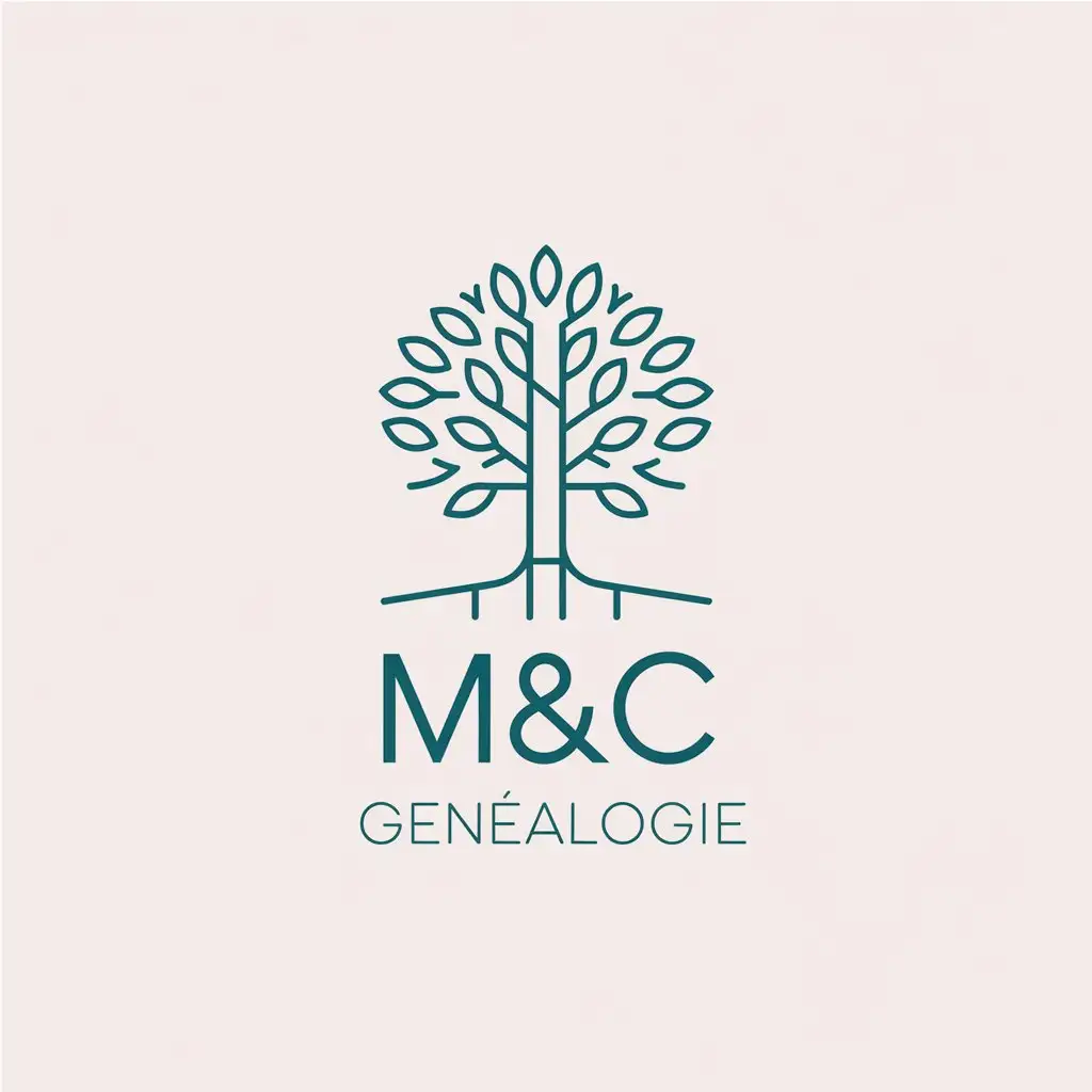 LOGO Design for MC Genealogie Minimalist Tree Symbol for Maison et Famille Industry