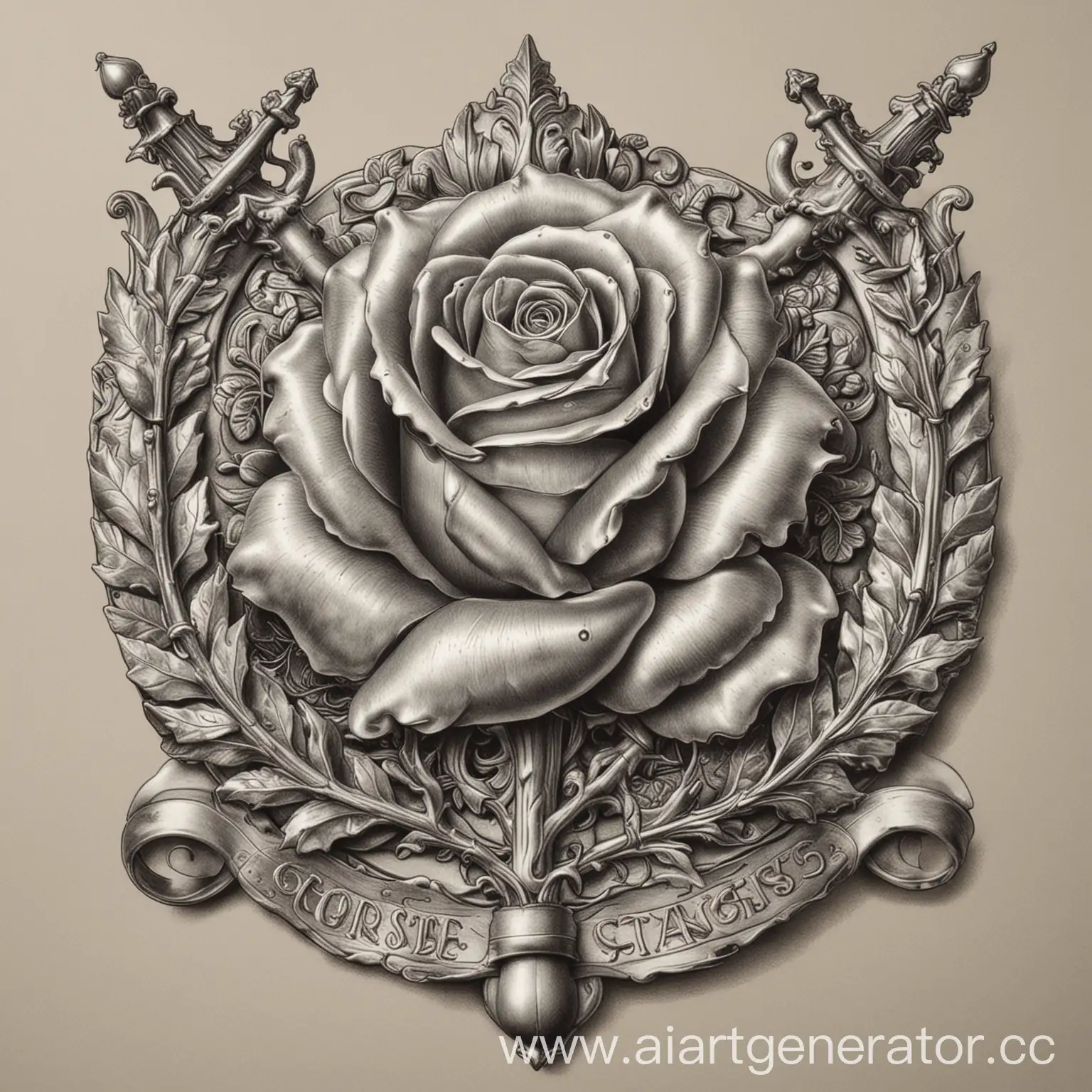 Coat-of-Arms-with-Silver-Rose-Emblem