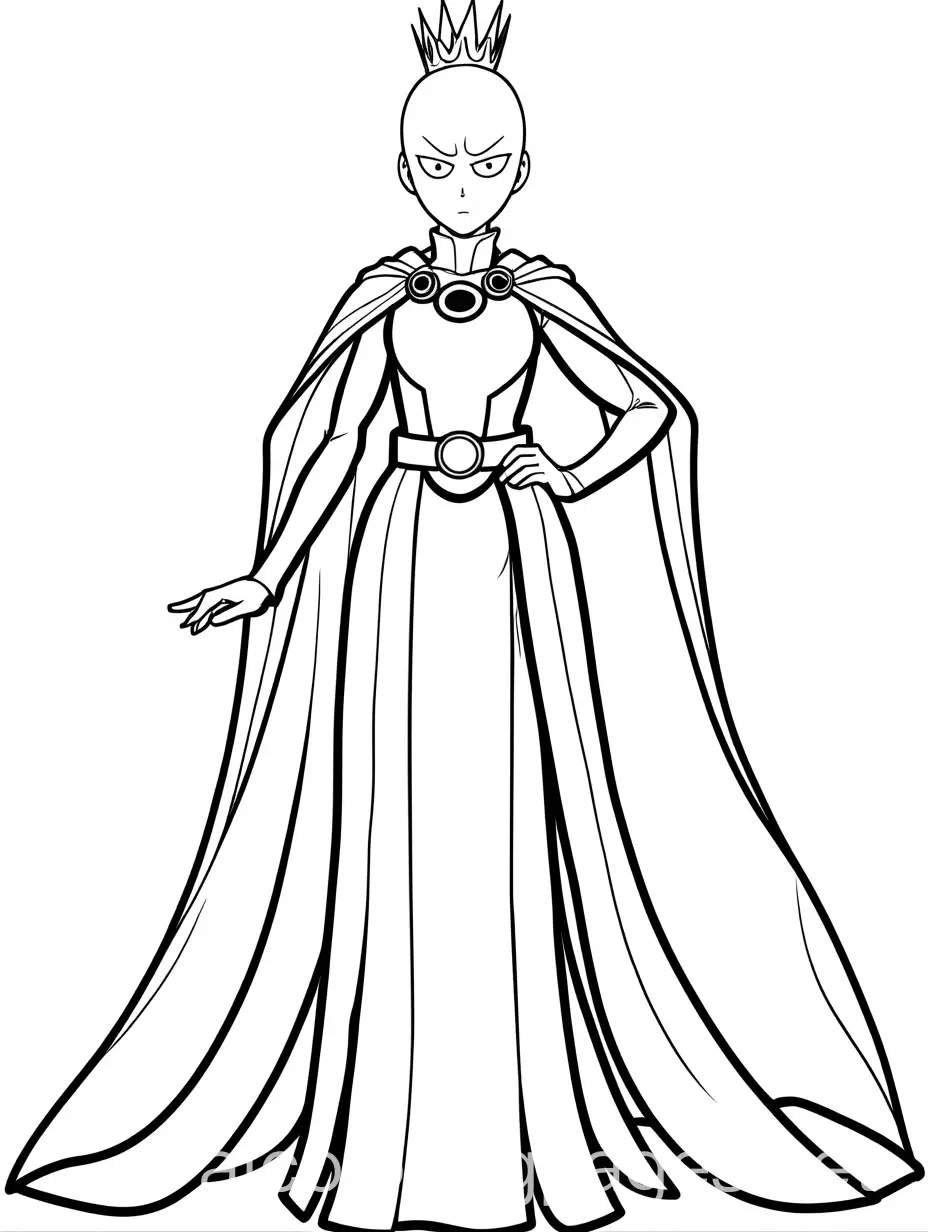 Saitama-from-One-Punch-Man-Dressed-as-a-Princess-Kids-Coloring-Page