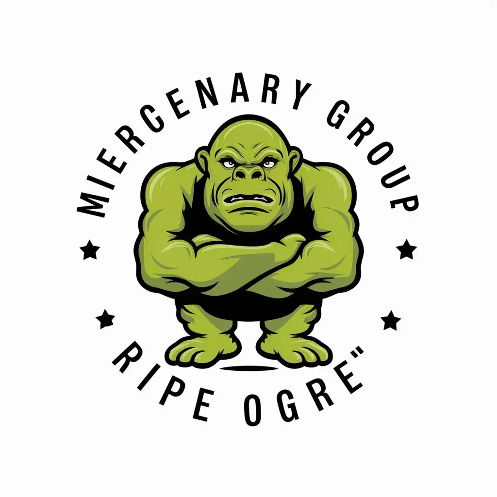 a vector logo design,with the text "Mercenary group 'Ripe Ogre'", main symbol:Big green ogre,Moderate,be used in Mercenaries industry,clear background