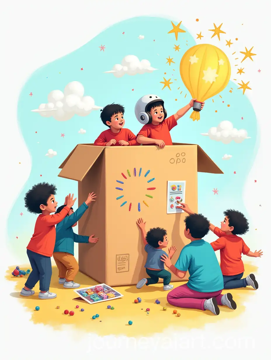 Childrens-Playtime-Imagination-Transforming-a-Cardboard-Box-into-a-Rocket