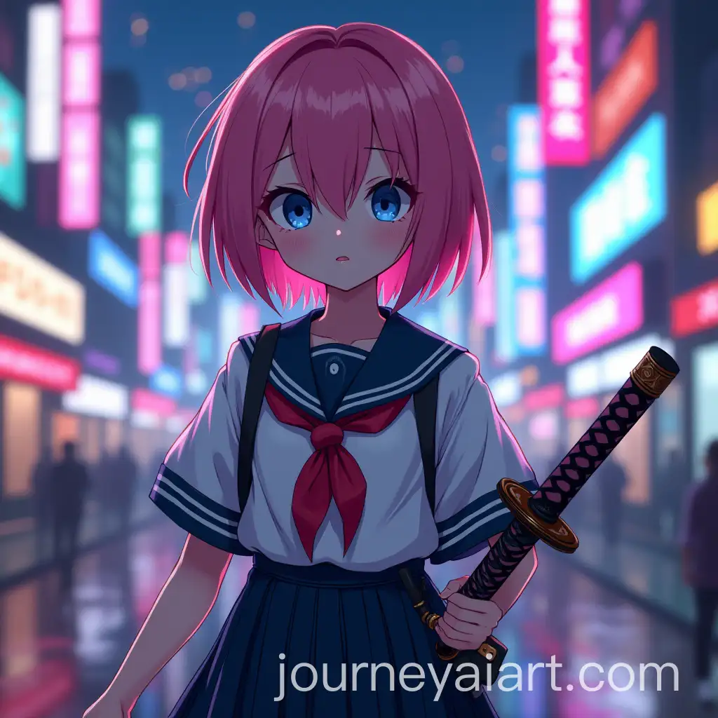 PinkHaired-Girl-with-Katana-in-Cyberpunk-City