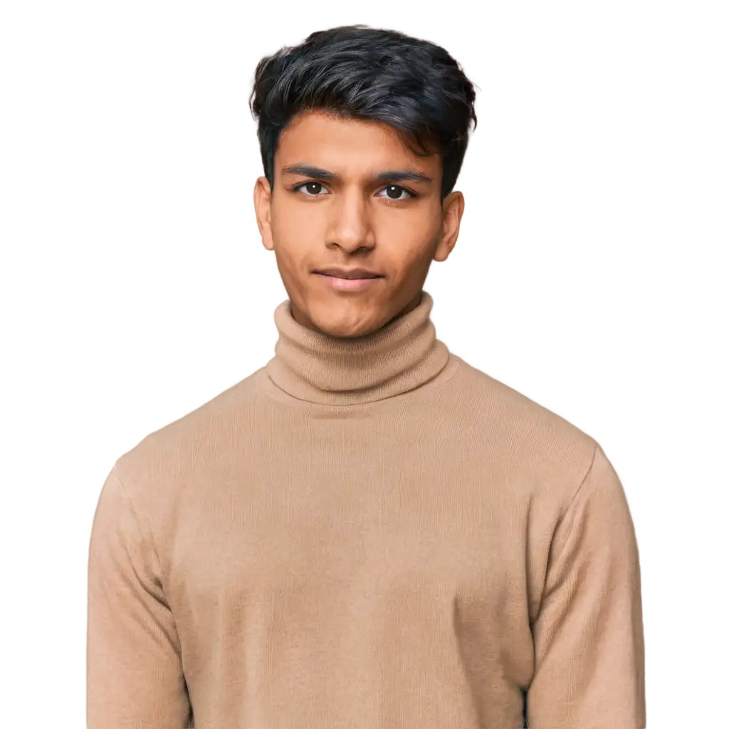 HighQuality-PNG-Portrait-of-a-24YearOld-Indian-Boy-in-Beige-Knitted-Turtleneck