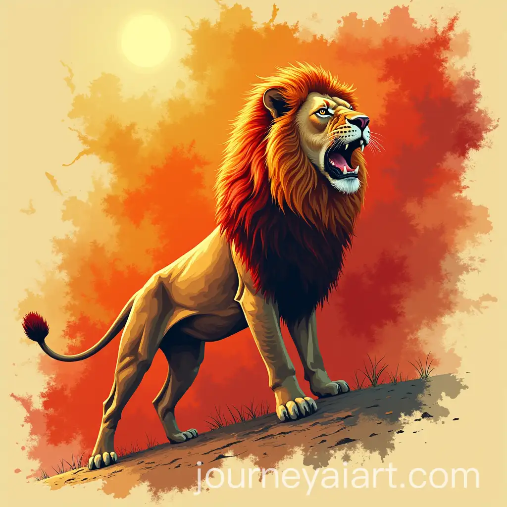 Map-of-Morocco-with-Sahara-Color-and-Lion-Opening-Red-Mouth