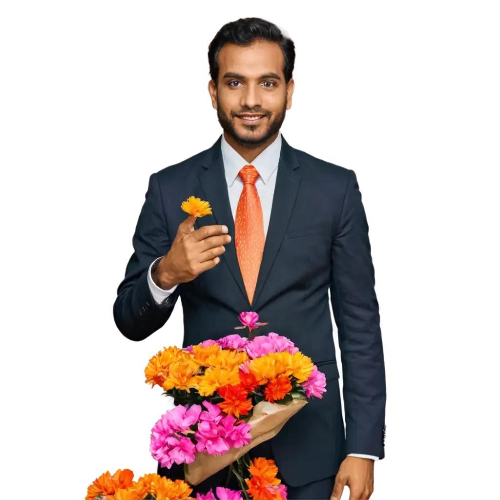 Hindu-Businessman-Selling-Flowers-for-Diwali-Festival-PNG