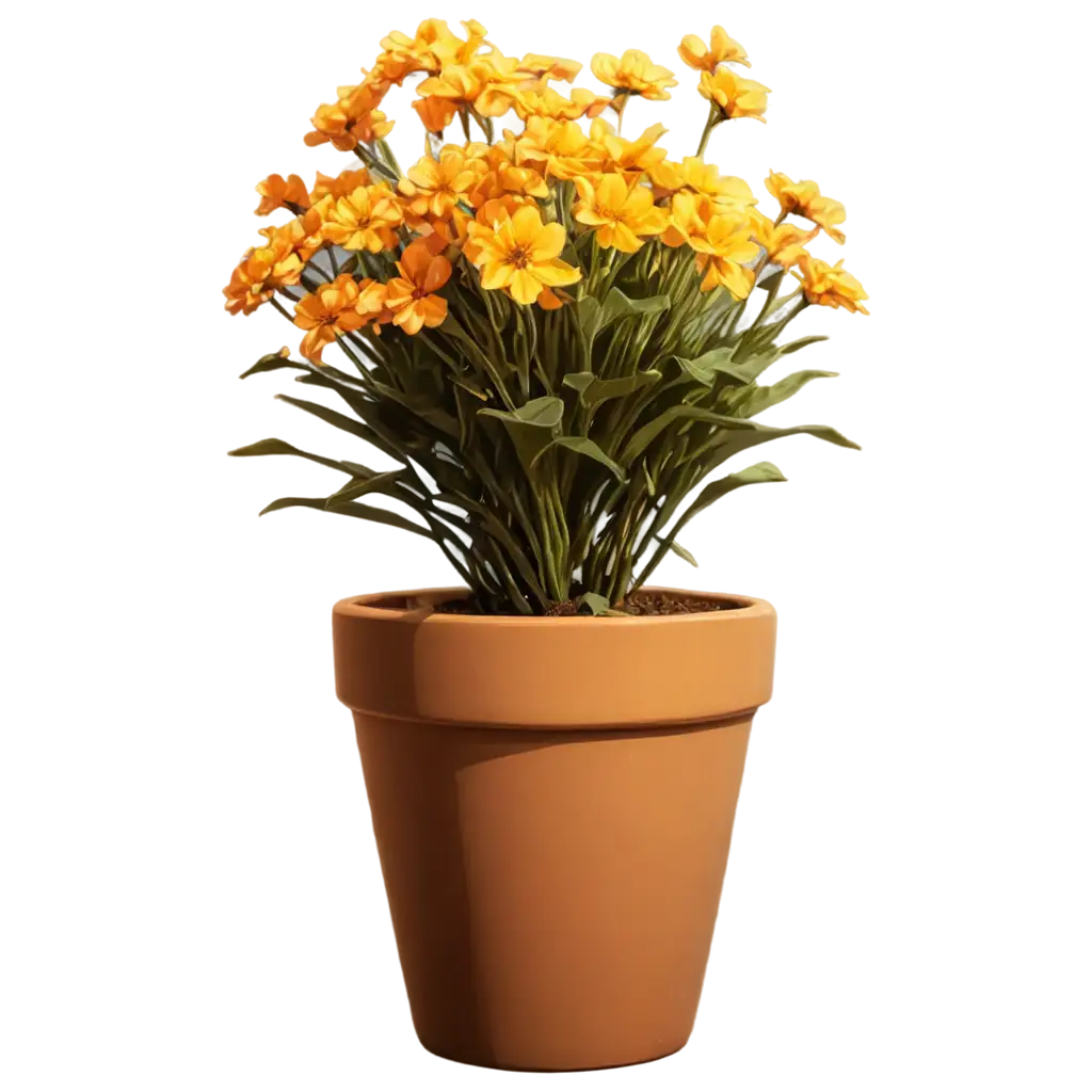 Vibrant-YellowOrange-Flower-Pot-PNG-for-Game-Development