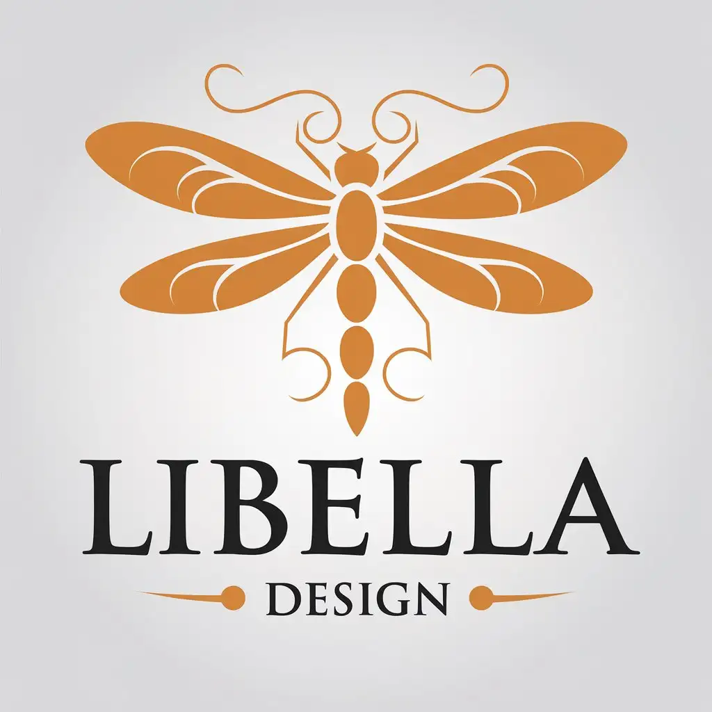 LOGO Design for Libella Design Orange Dragonfly Symbol for Retail Industry