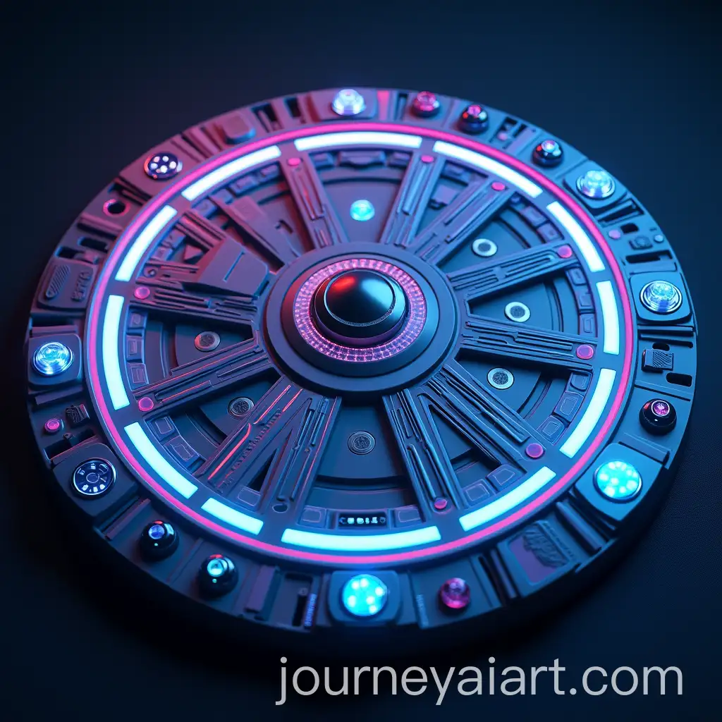 Futuristic-Bubbly-Circular-Board-Game-with-Neon-Ring-and-Digital-Interface