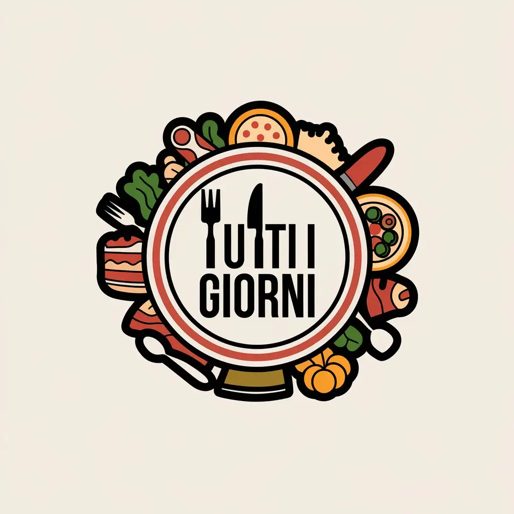 LOGO-Design-For-Tutti-i-Giorni-Elegant-Plate-Symbol-on-Clear-Background