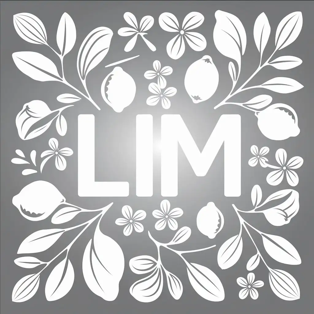 LOGO-Design-for-Lim-White-Vector-Logo-with-Leaves-Lemons-and-Lemon-Flowers