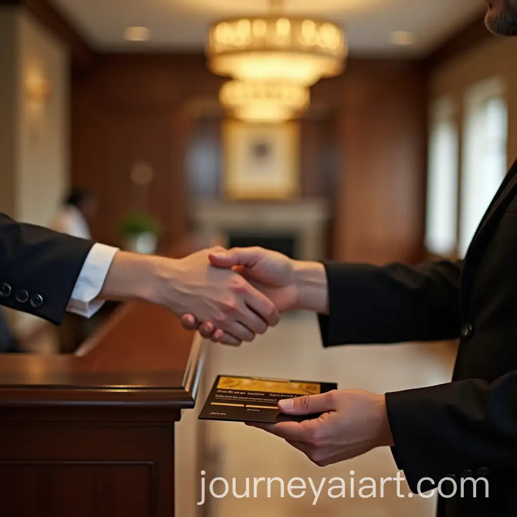 Hotel-Receptionist-Handing-Out-Key-Card-to-Guest