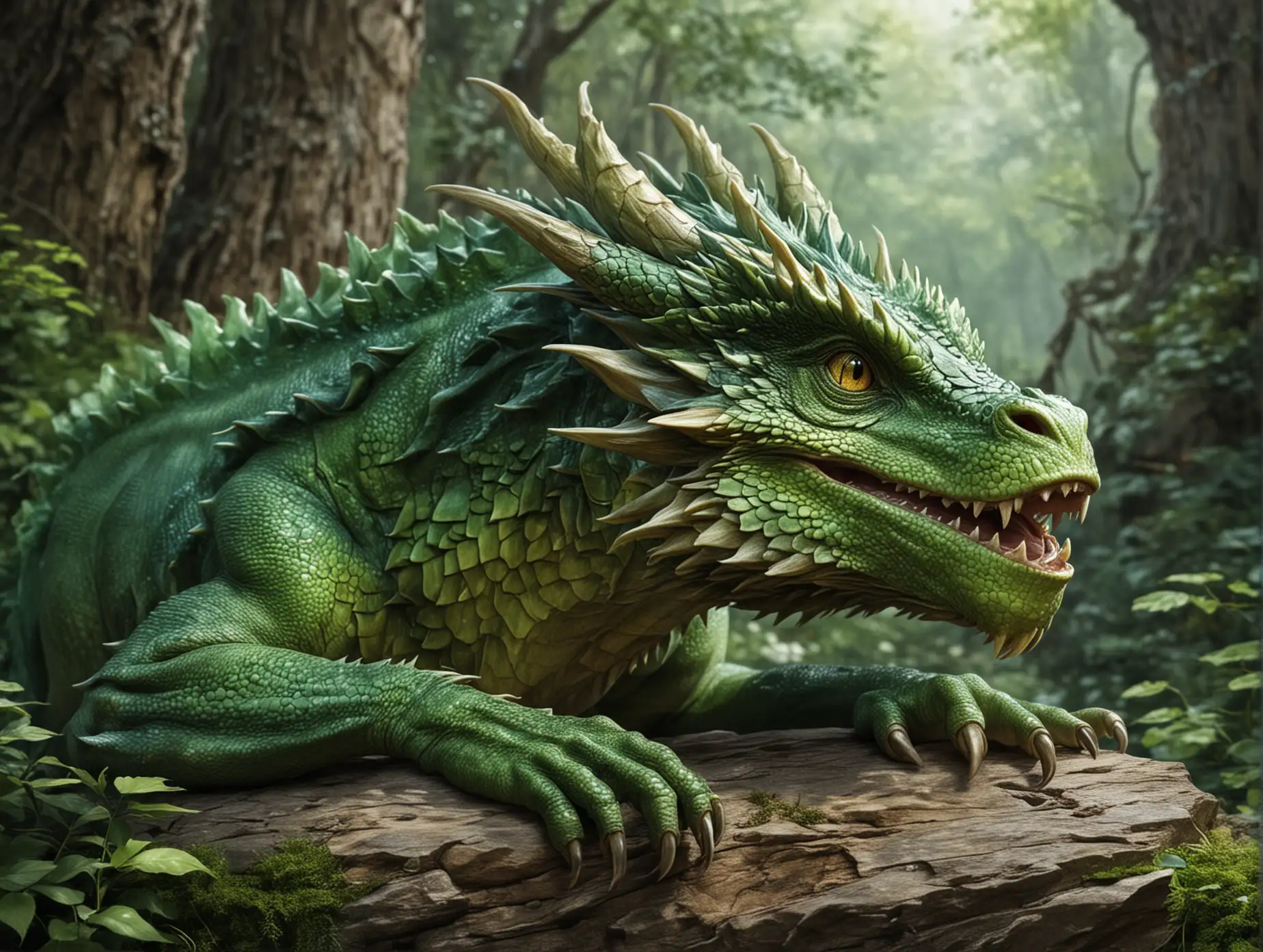 Green-Young-Dragon-in-Enchanted-Forest