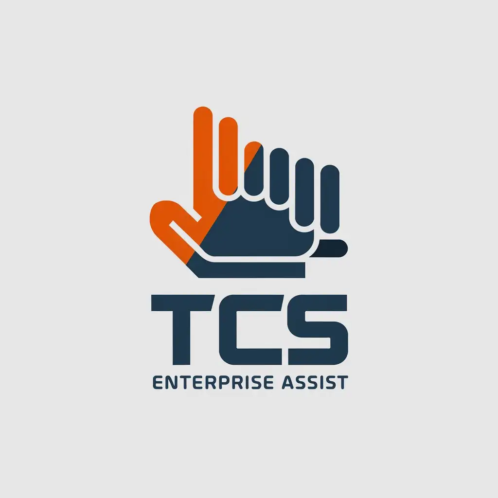 LOGO Design for TCS ENTERPRISE ASSIST Helping Hand with Orange and Blue for Technology Industry