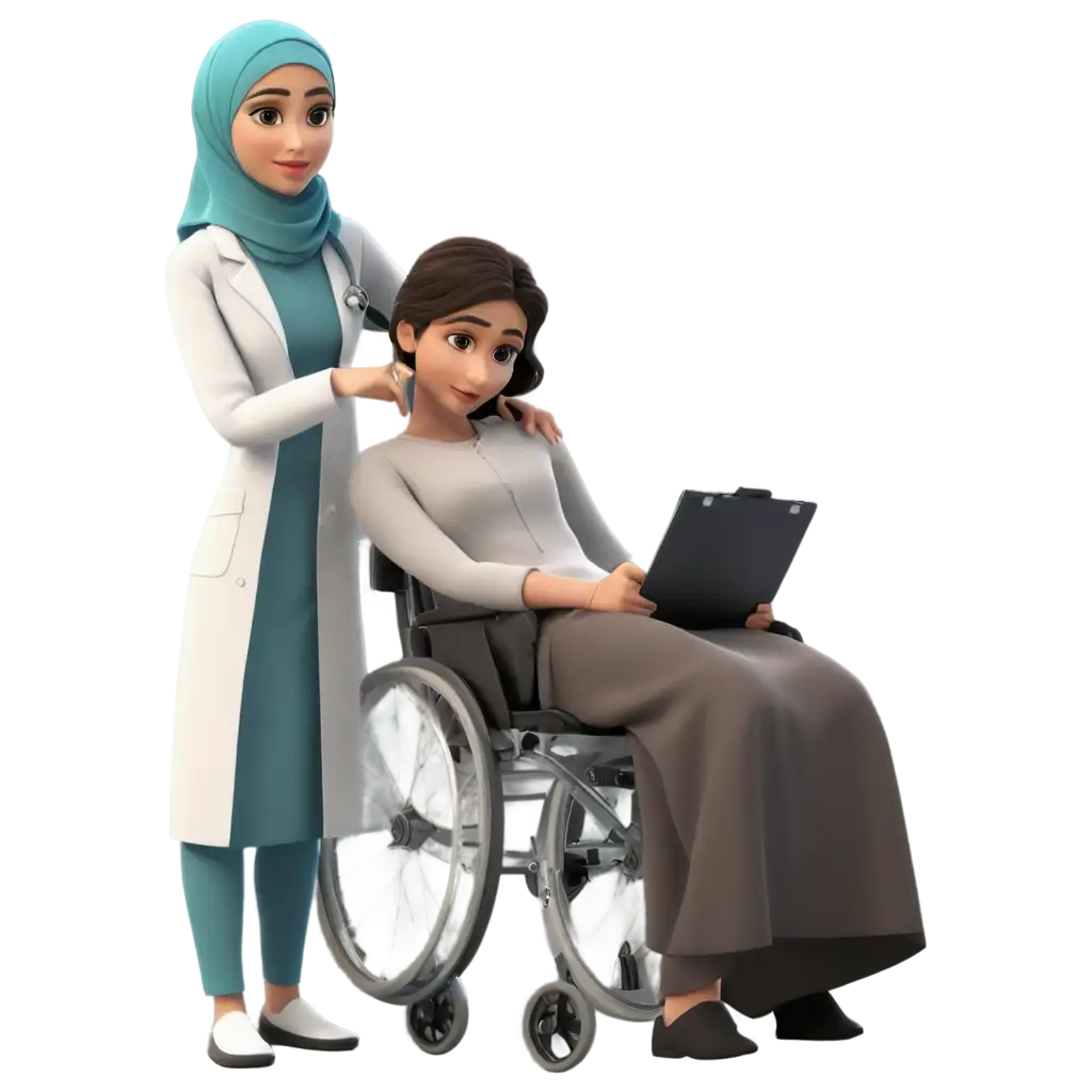 Animation-Muslim-Female-Doctor-Checking-Patient-PNG-HighQuality-Medical-Illustration