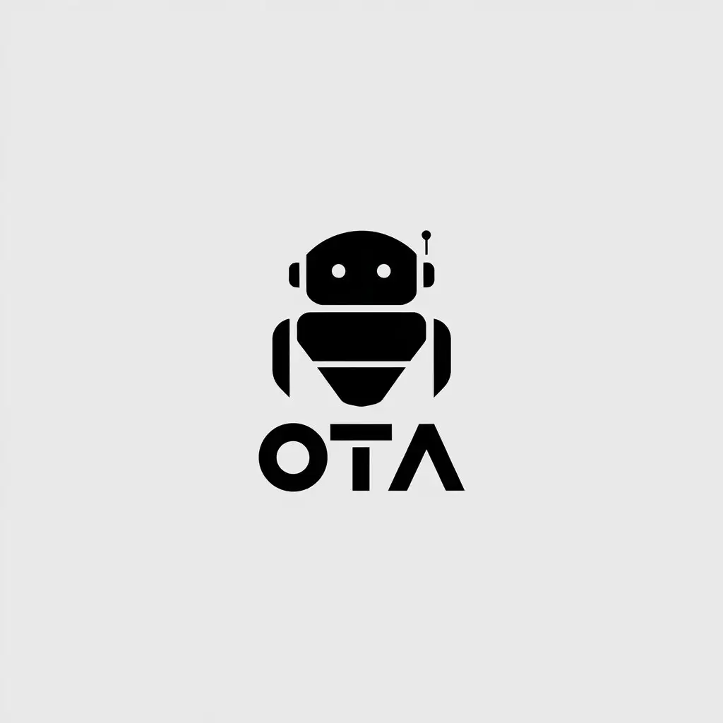 a vector logo design,with the text "OTA", main symbol:robot,Minimalistic,be used in Technology industry,clear background