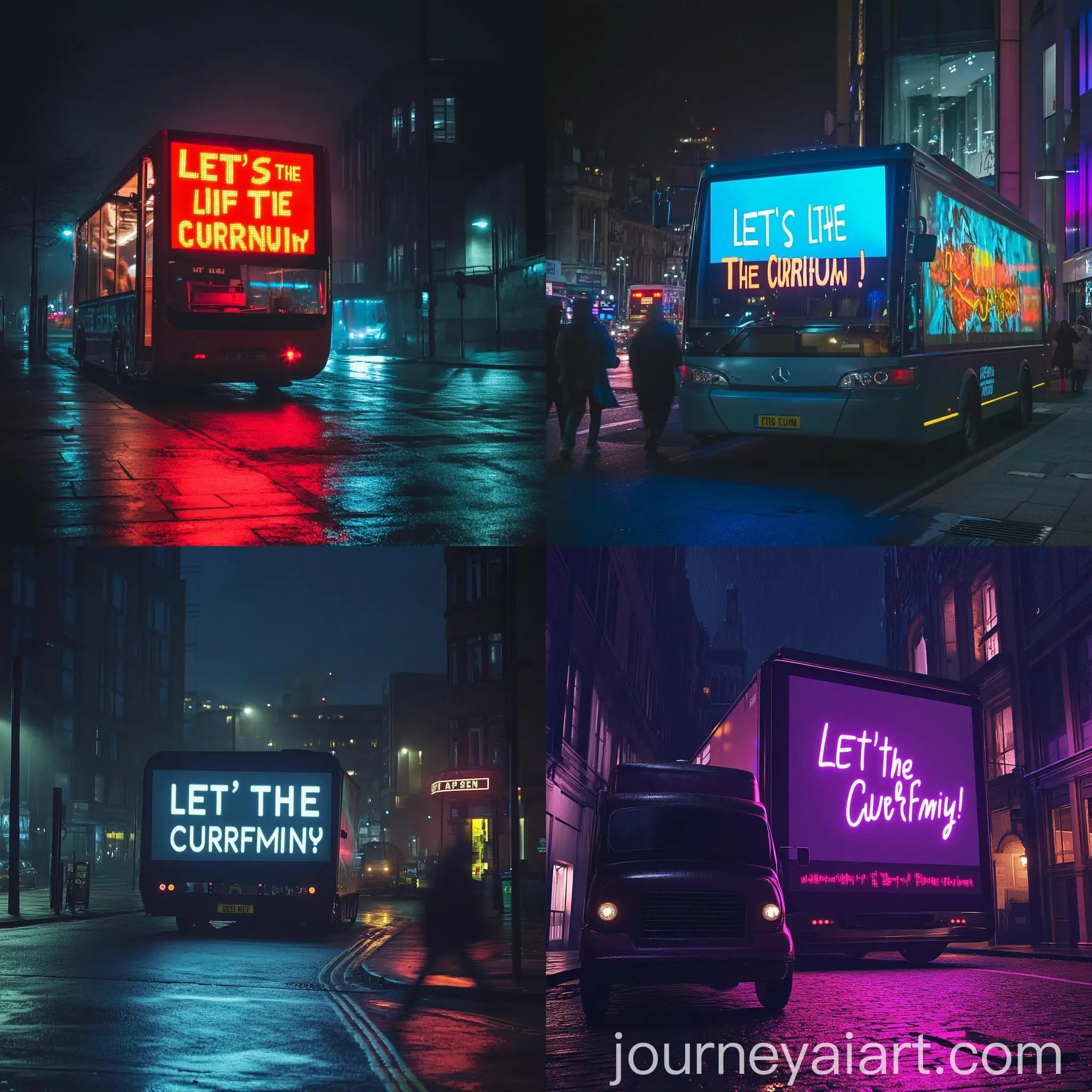 City-Night-Scene-with-Lets-Lift-The-Curfew-Digital-Screen-Ad